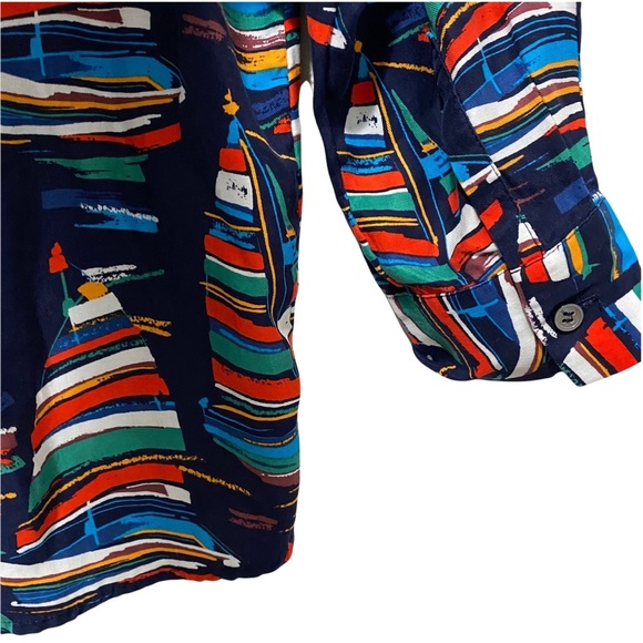 Soft Surroundings Sail Away blouse Sail Boat Button front long sleeves Medium - Picture 6 of 9